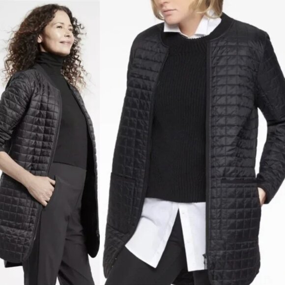 Athleta Black Grandview PrimaLoft Shell Quilted Zip Front Recycled Nylon - Picture 2 of 9